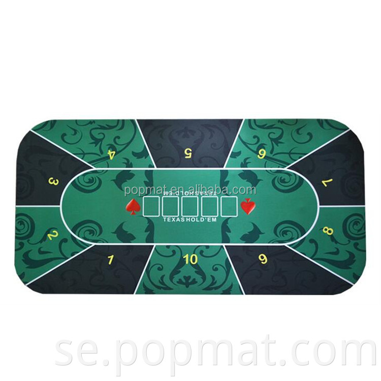 Stor storlek pokerspel bordsmatta anti silp i full färgtryck gummispelmatta